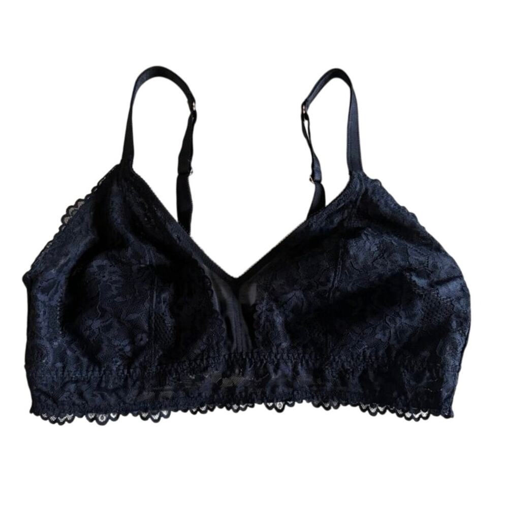 Savage X Fenty Black Lace Bralette 2X Plus Size Wireless Sheer Lingerie